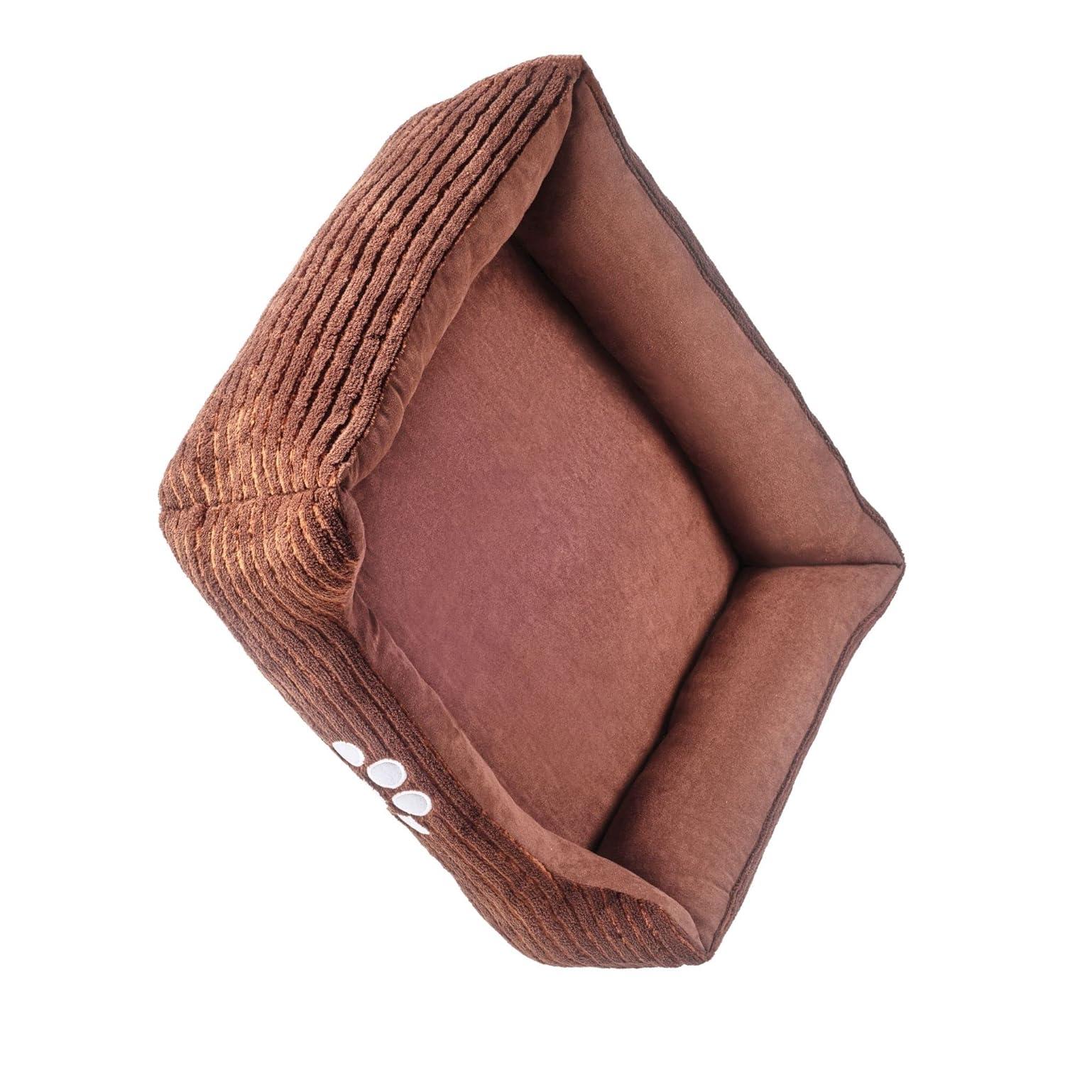 Long Rich Reversible Rectangle Pet Bed Dog Bed with Dog Paw Embroidery,Medium size, by Happycare Textiles