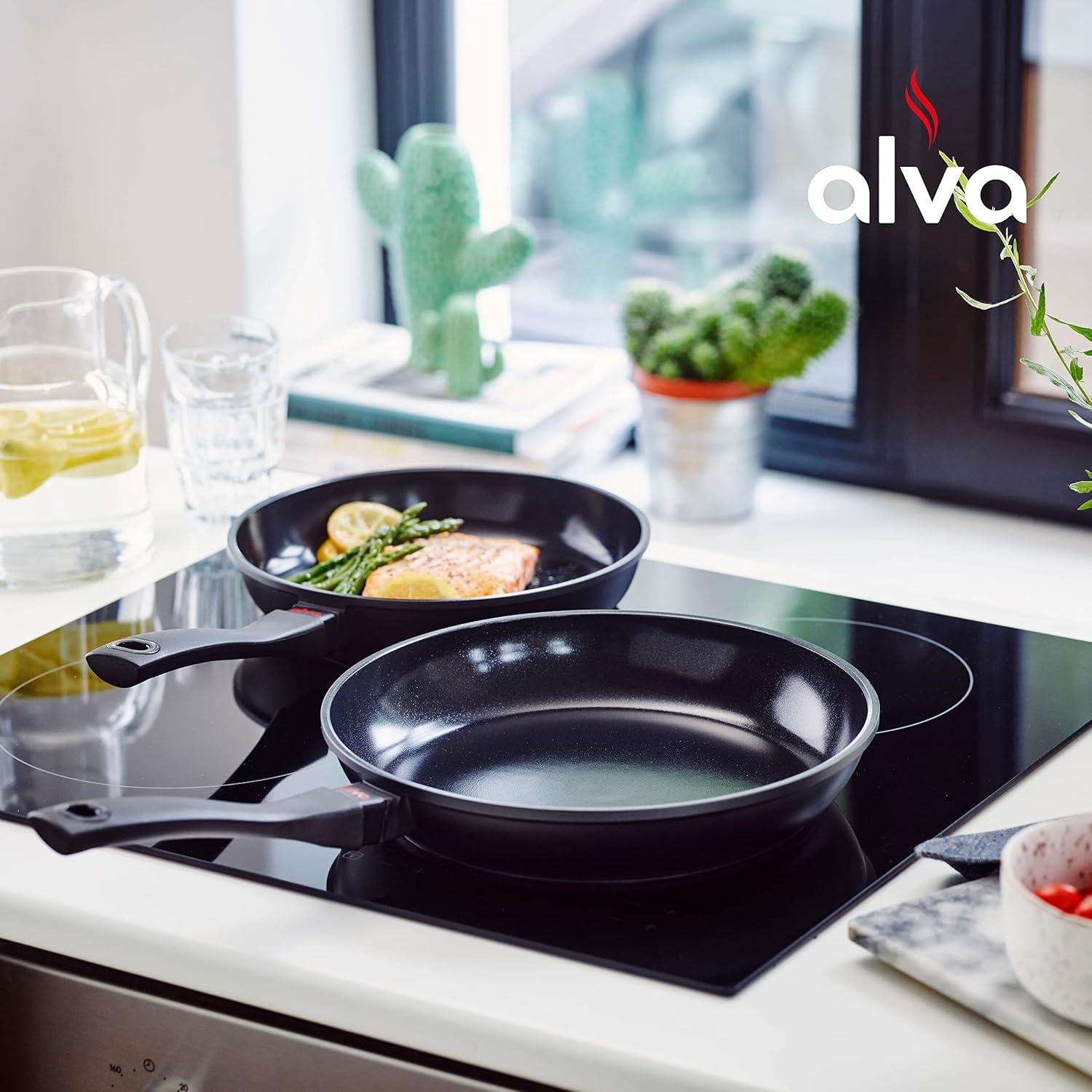 Alva Cookware Energy Nonstick Frying Pan Skillet, Non Toxic, Cast Aluminum, Induction Cookware, Stay Cool Handle, Omelette Pan 8", 9.5"