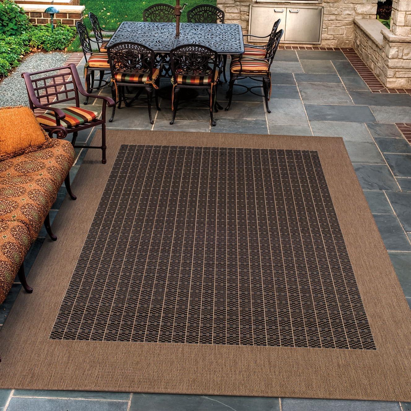 Recife Black and Cocoa Synthetic Rectangular Rug