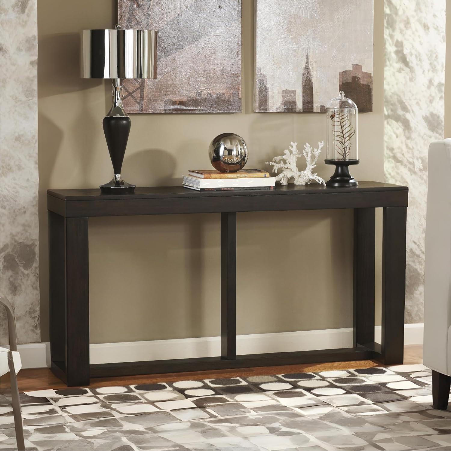 Signature Design by Ashley Contemporary Watson Sofa/Console Table  Dark Brown