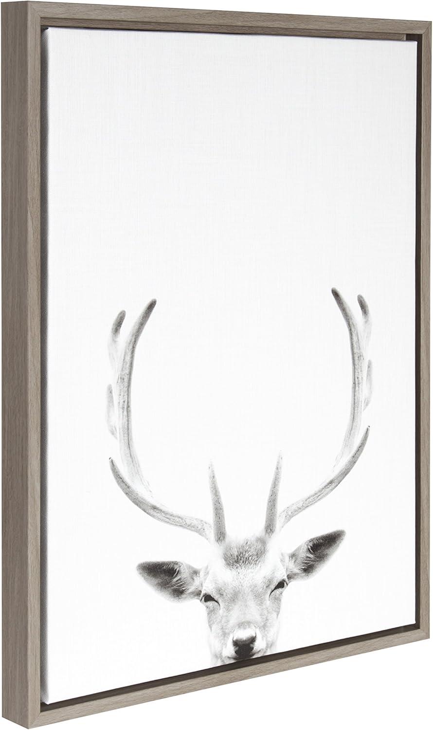 Kate & Laurel All Things Decor Sylvie Deer Framed Canvas Wall Art by Simon Te of Tai Prints