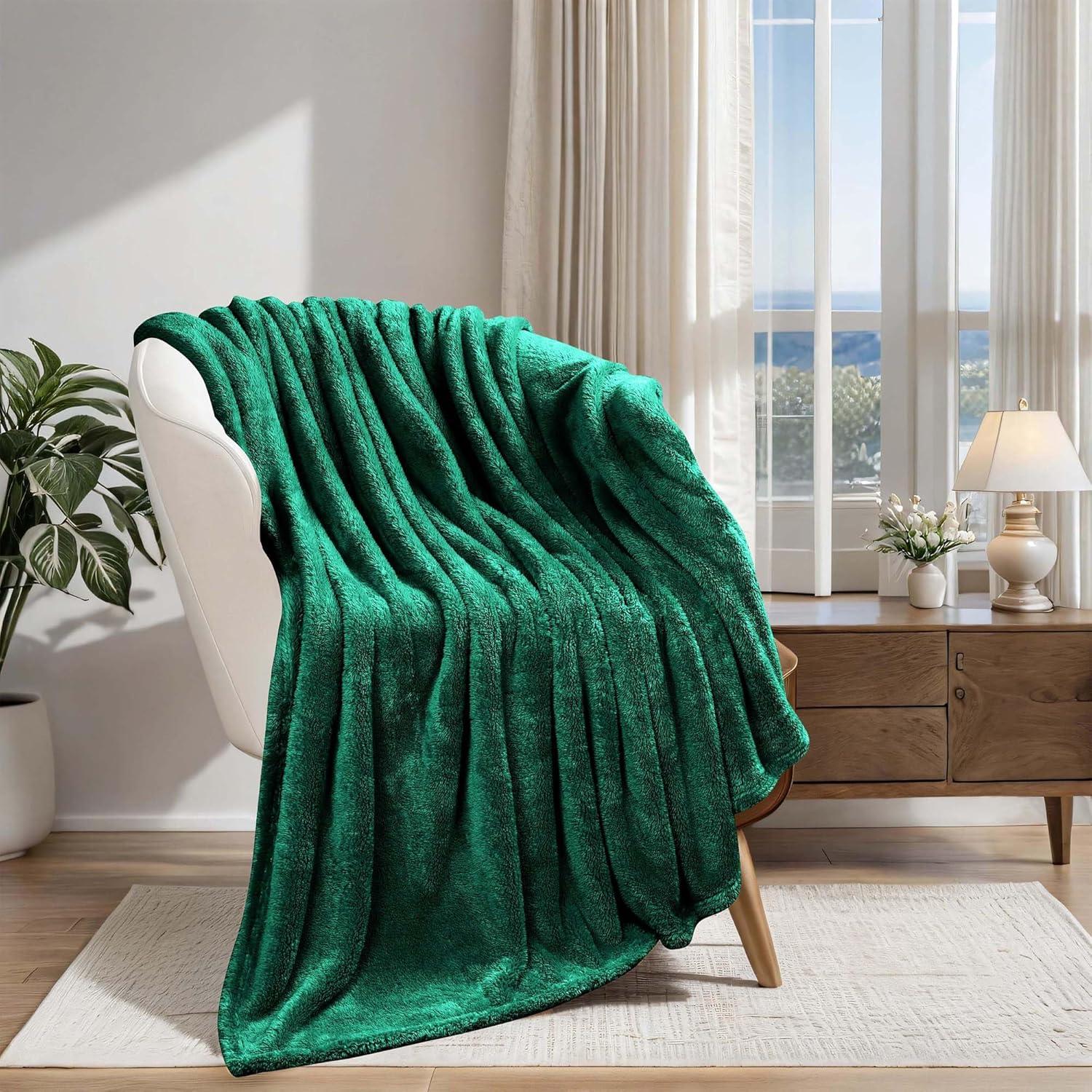 Evergreen Full Reversible Fleece Wool Throw Blanket