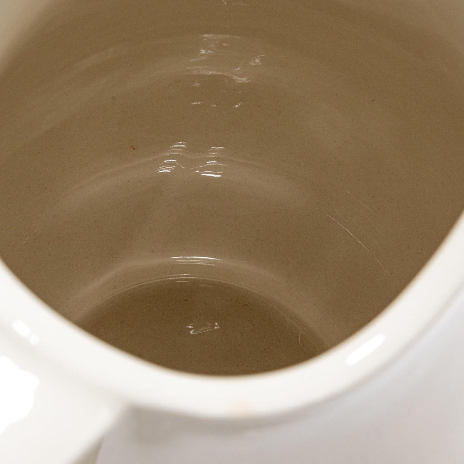 Creative Co-Op 6.5 Inches 2-Quart Stoneware Pitcher with Flower Design, White and Charcoal