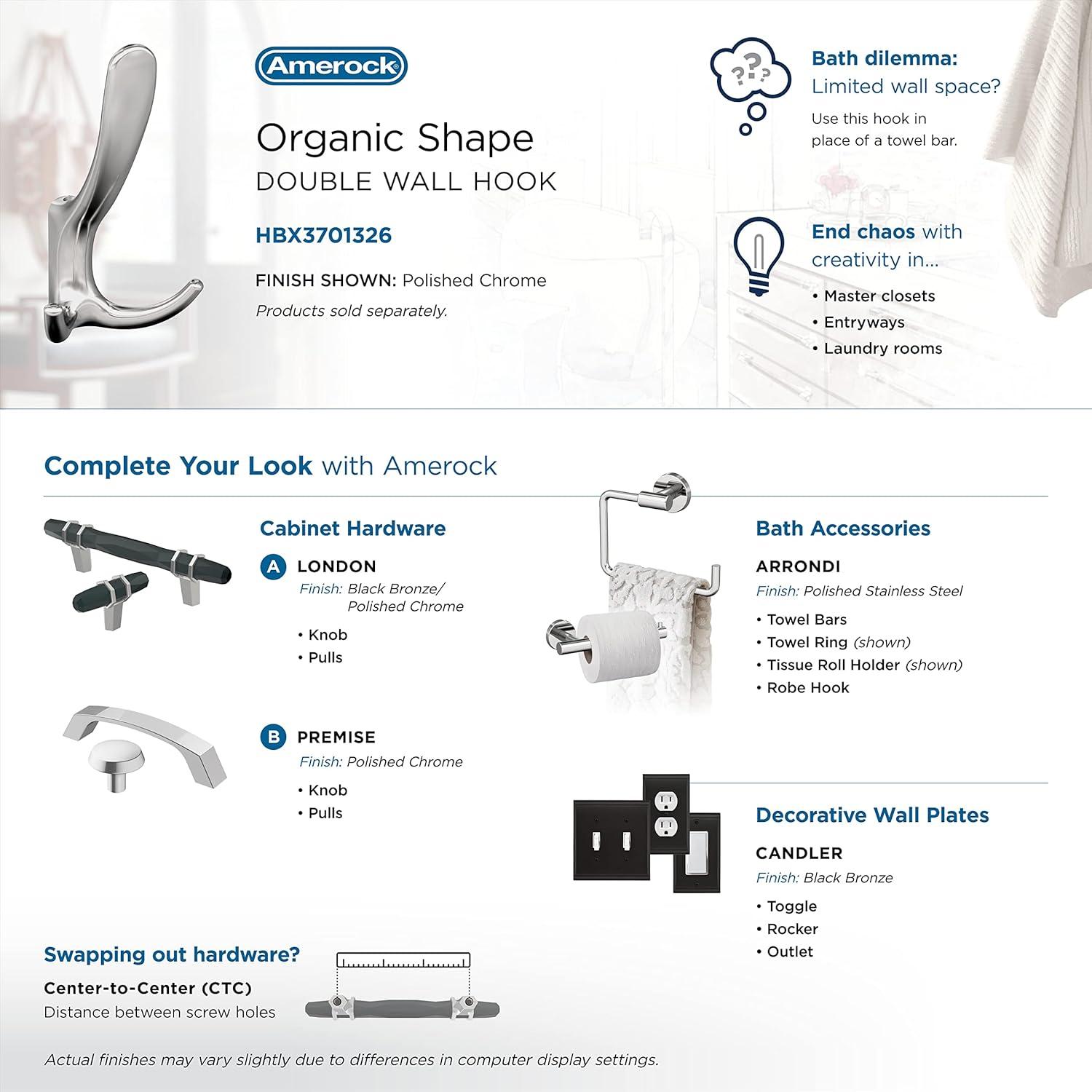 Finesse Transitional Triple Prong Decorative Wall Hook