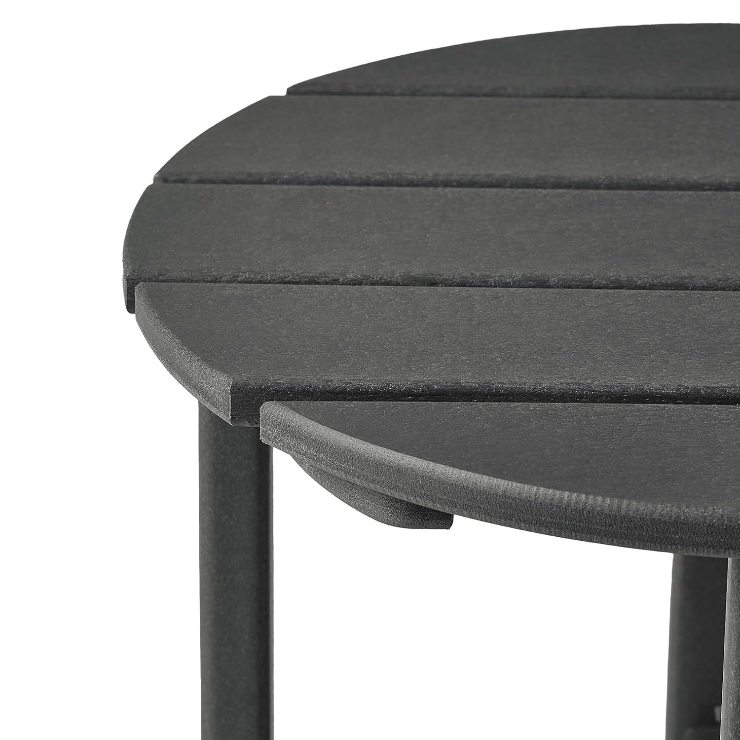 WestinTrends All-Weather Outdoor Patio Round Poly Adirondack Side Table, Gray