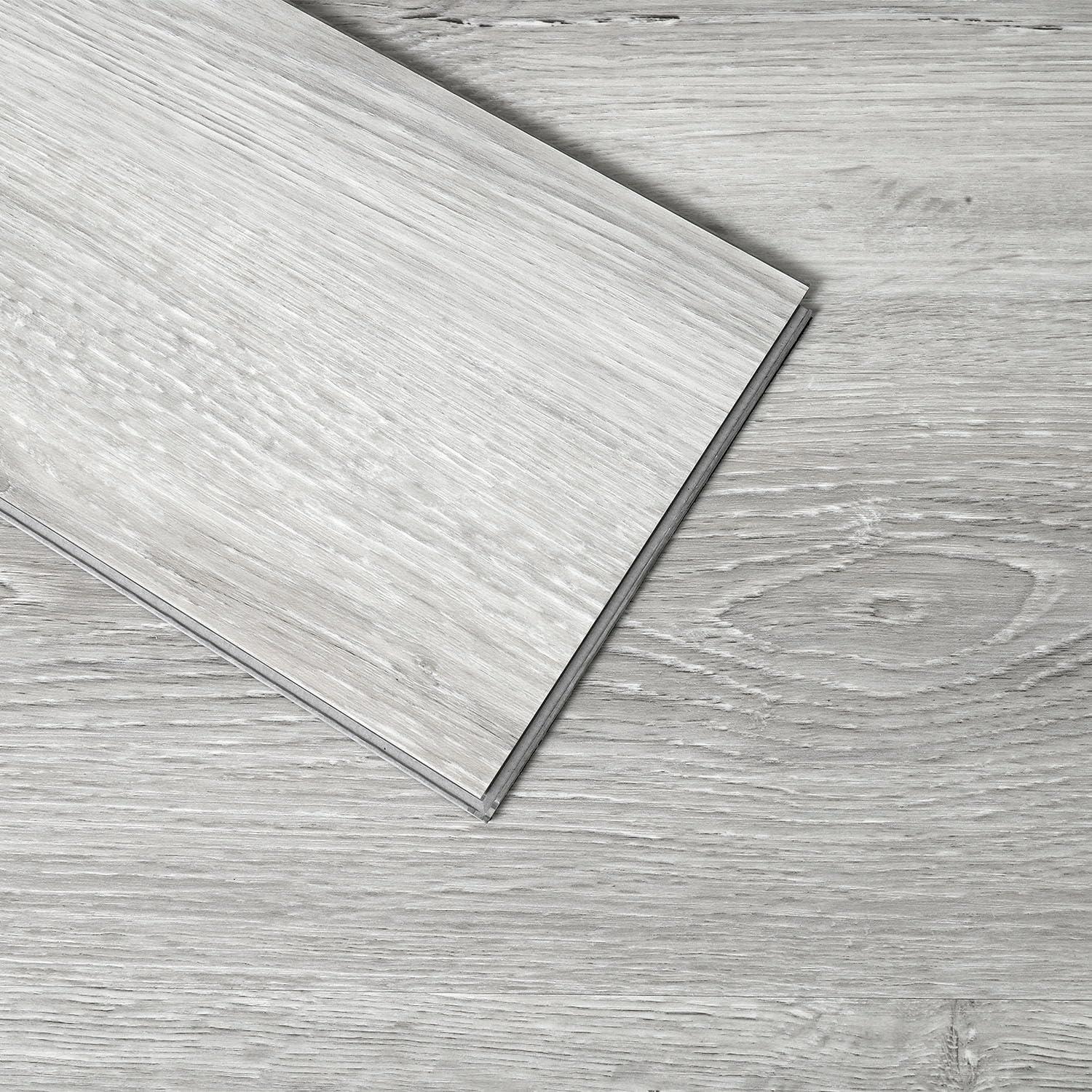 Home Aesthetics 21 SqFt Gray Oak Wood Grain Interlocking Vinyl Floor Planks 36"X6" 14pcs