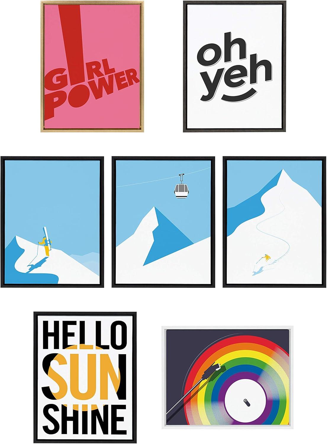 18" x 24" Sylvie Hello Sunshine Framed Canvas Wall Art by Rocket Jack Black - Kate & Laurel: Modern Style, Plastic Frame, Sawtooth Mount