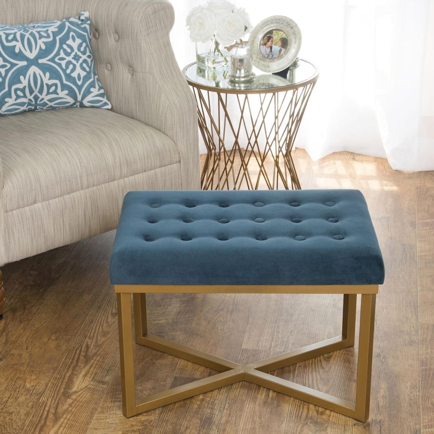 HomePop Decorative Velvet Tufted Ottoman, Multiple Colors
