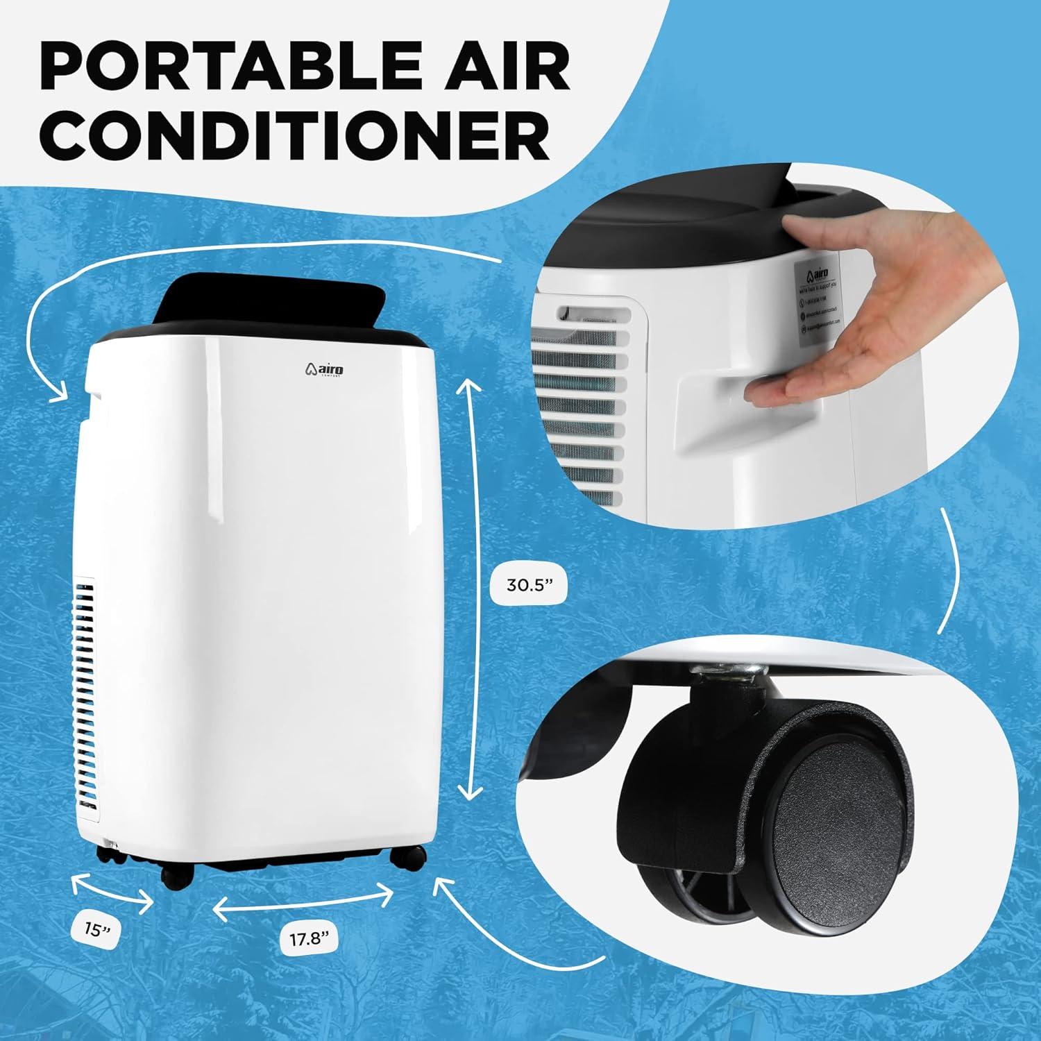 Compact White Portable Air Conditioner with Remote Control