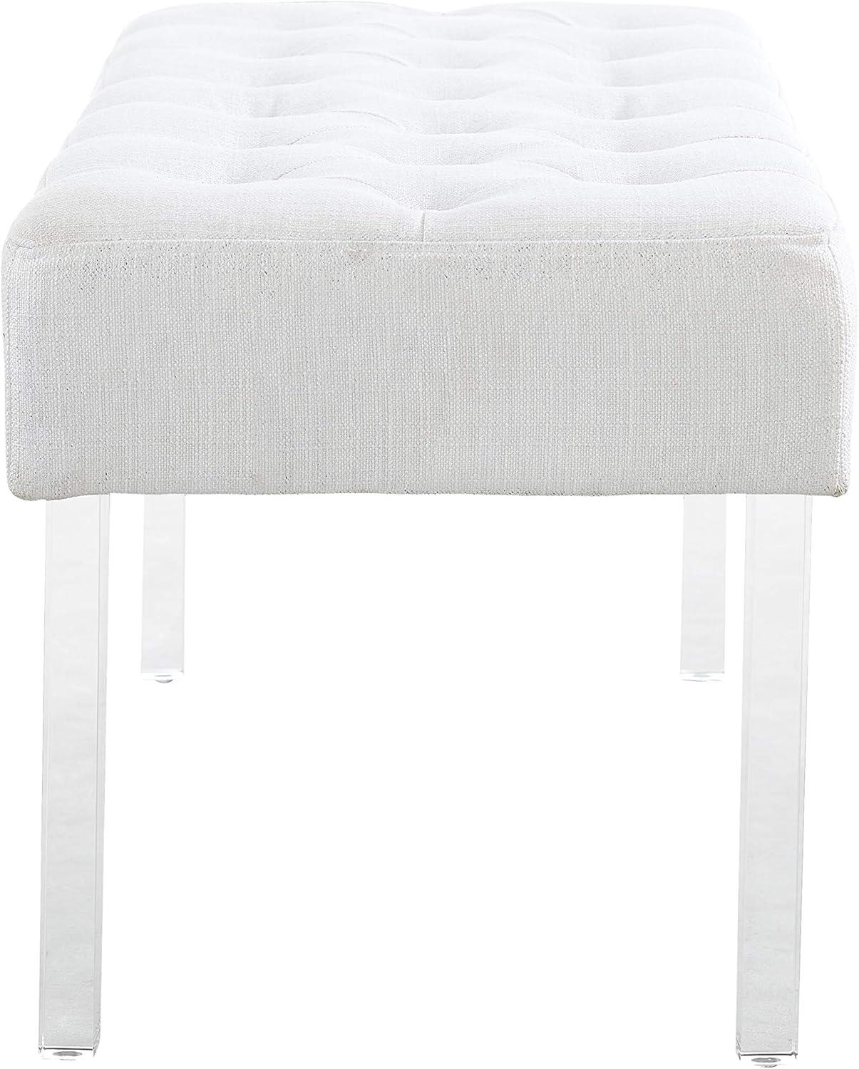 35" Ella Glam Tufted Linen Upholstered Acrylic Leg Bench - Linon