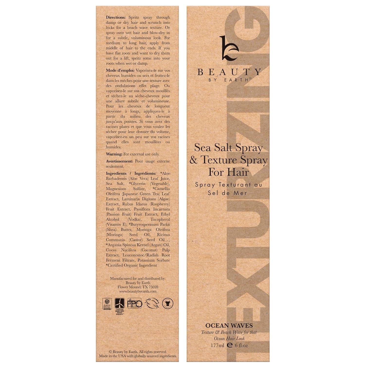 Beauty by Earth - Sea Salt Spray Hair Texturizer - Ocean Waves, 6 oz