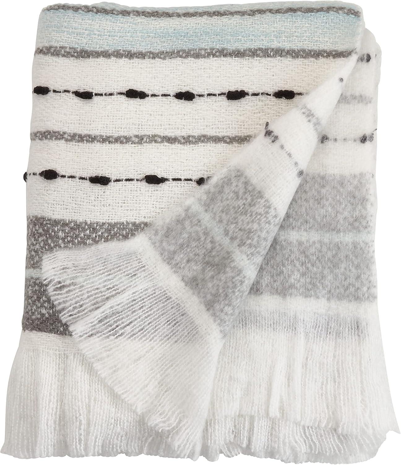 Saro Lifestyle Saro Lifestyle Woven Throw With Chunky Design, Grey, 50"x60"