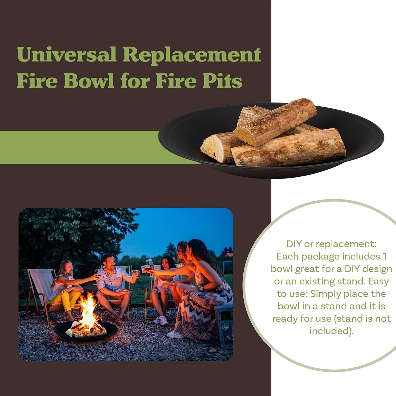 Pure Garden Fire Bowl - 24in Firepit Insert for DIY Fire Ring or Replacement - High Temp Finish Fire Pit Bowl - Fire Pits for Outside Wood Burning by Pure Garden