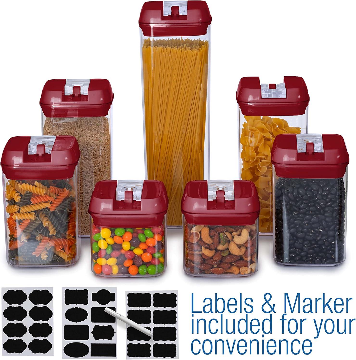 Cheer Collection Airtight Food Storage Containers, Set of 7 (Red)