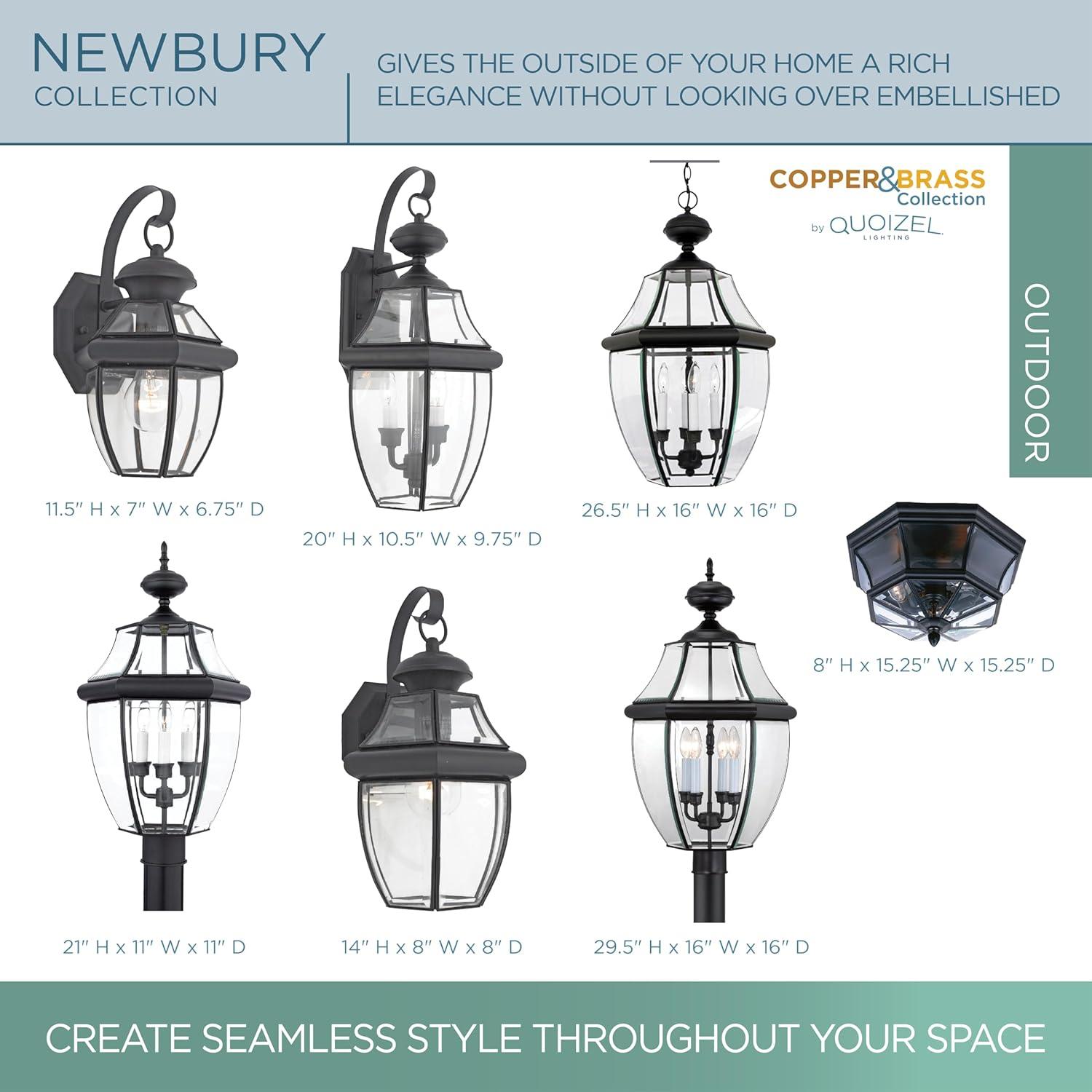 Quoizel Lighting Newbury 3 - Light Post Light in  Mystic Black