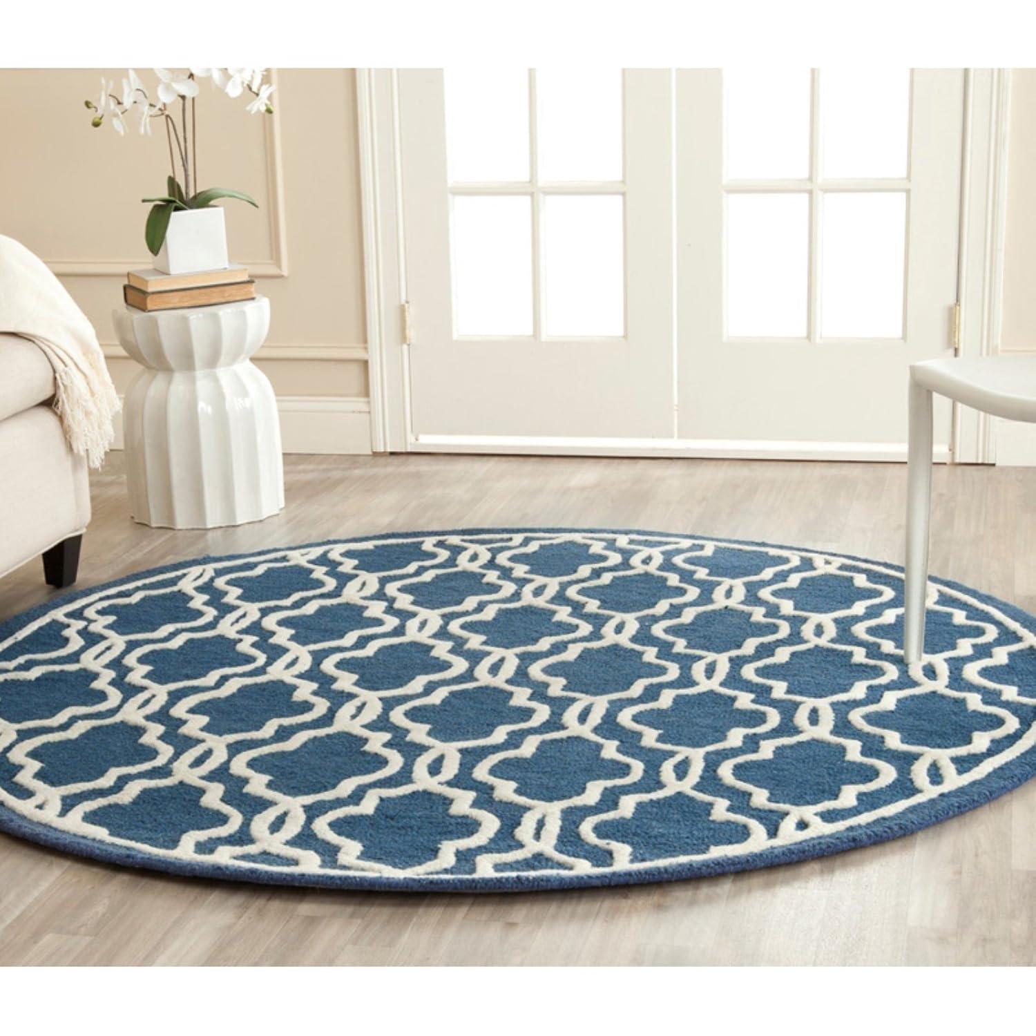 SAFAVIEH Cambridge Kyle Geometric Wool Area Rug, Navy/Ivory, 8' x 10'