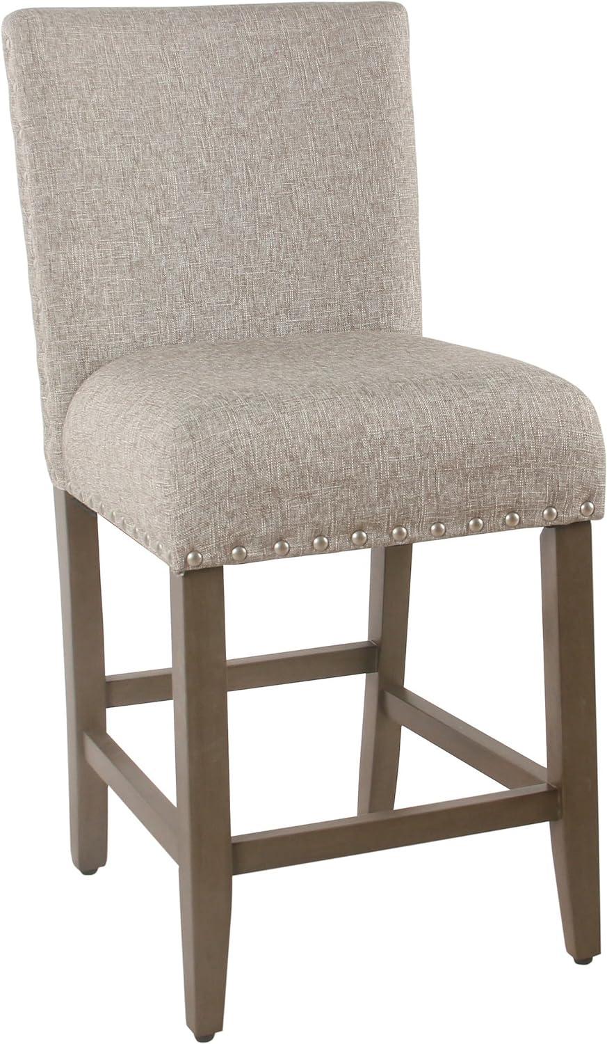 Sterling Gray 24" Upholstered Wood and Acrylic Counter Stool with Nailhead Trim