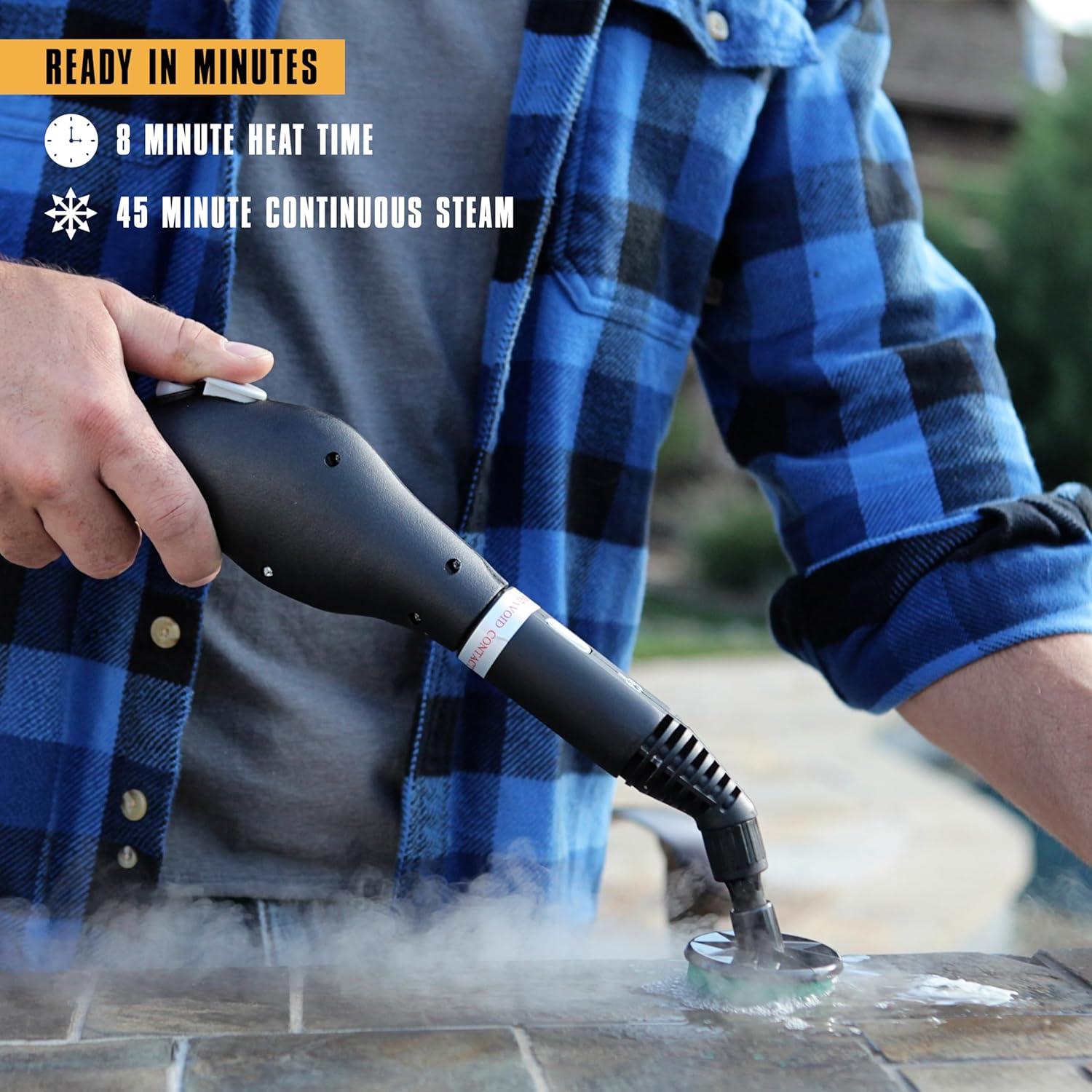 McCulloch MC1275 Heavy-Duty Steam Cleaner, 45 Minute Runtime, 18 Accessories: Mop Head, Brushes, & More - Built for Home, Tile, Grout, Carpet, Furniture, Car Detailing, & Commercial Deep Cleaning