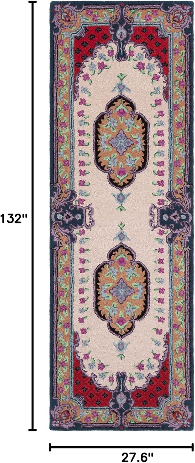 SAFAVIEH Bellagio Chandler Floral Wool Runner Rug, Ivory/Pink, 2'3" x 11'