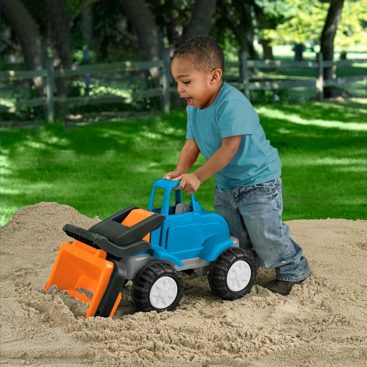 Gigantic Blue and Orange Plastic Loader Truck with Knobby Wheels