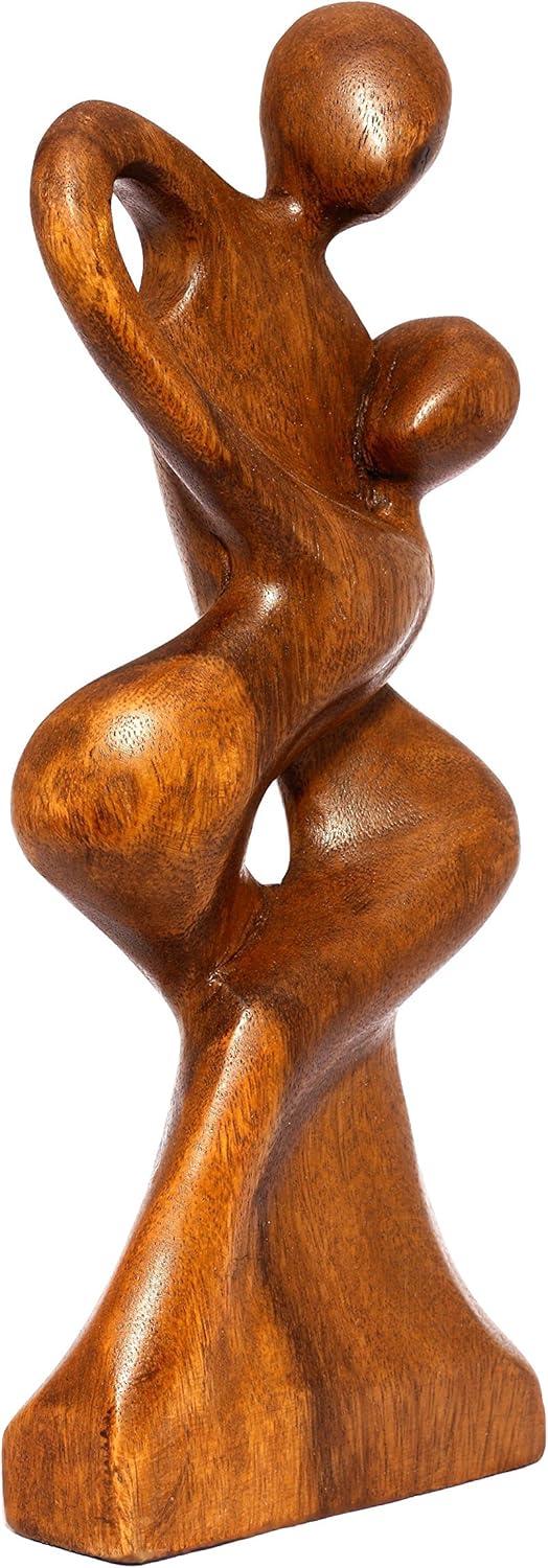 12" Wooden Handmade Abstract Sculpture Statue Handcrafted "Forever Mine" Gift Art Decorative Home Decor Figurine Accent Decoration Artwork Hand Carved