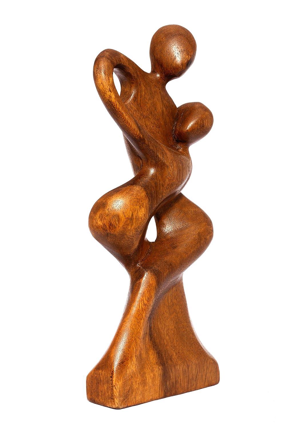 12" Wooden Handmade Abstract Sculpture Statue Handcrafted "Forever Mine" Gift Art Decorative Home Decor Figurine Accent Decoration Artwork Hand Carved