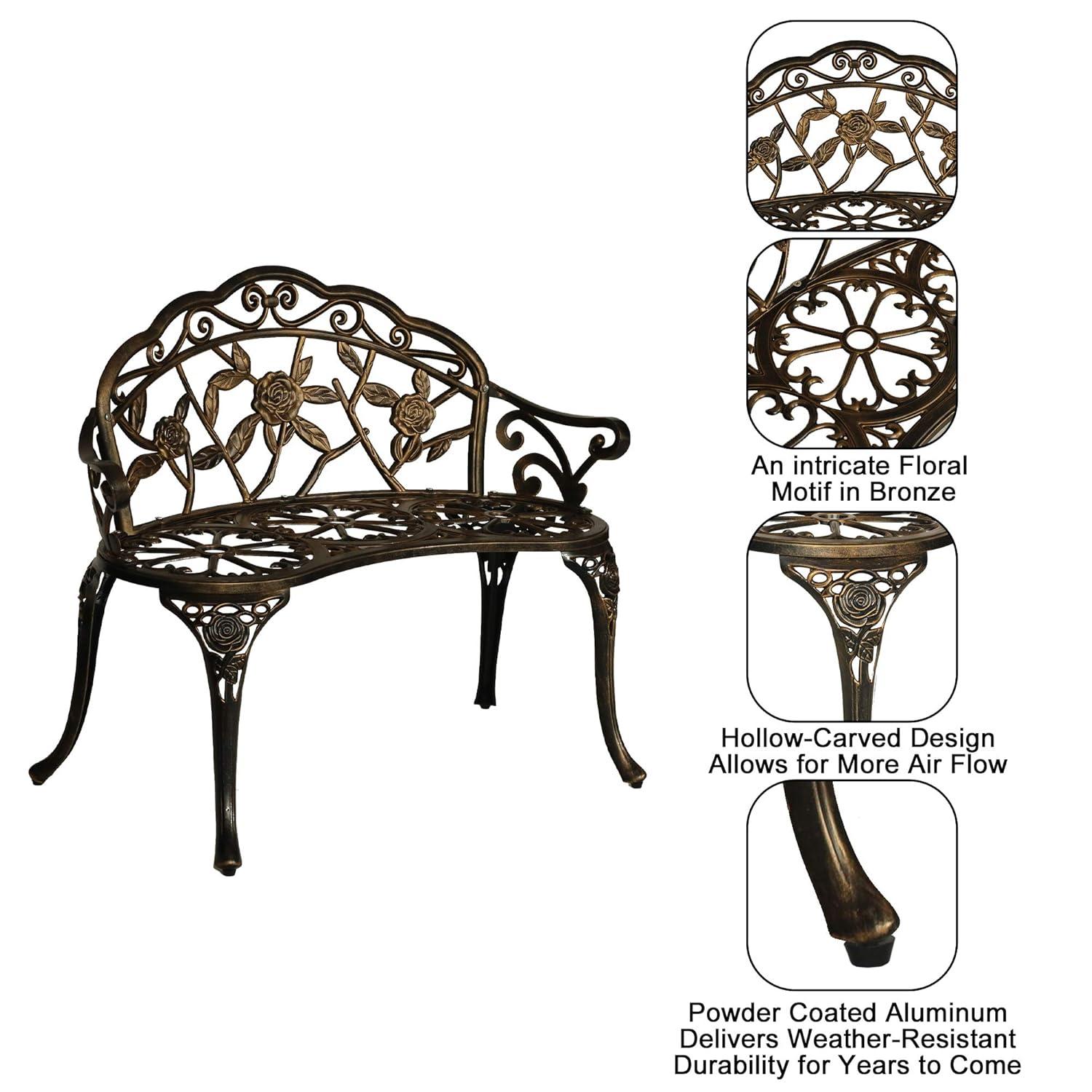 Bloomsbury Market Busselton Round 4 - Person Cast Aluminum Patio Bistro Set Brown
