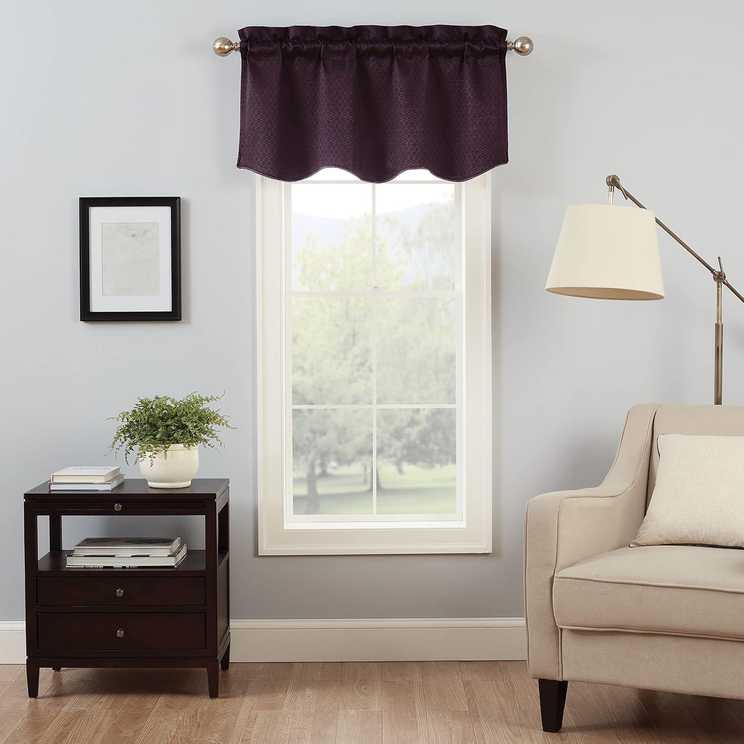 Plum Scalloped Rod Pocket Window Valance 42" x 21"