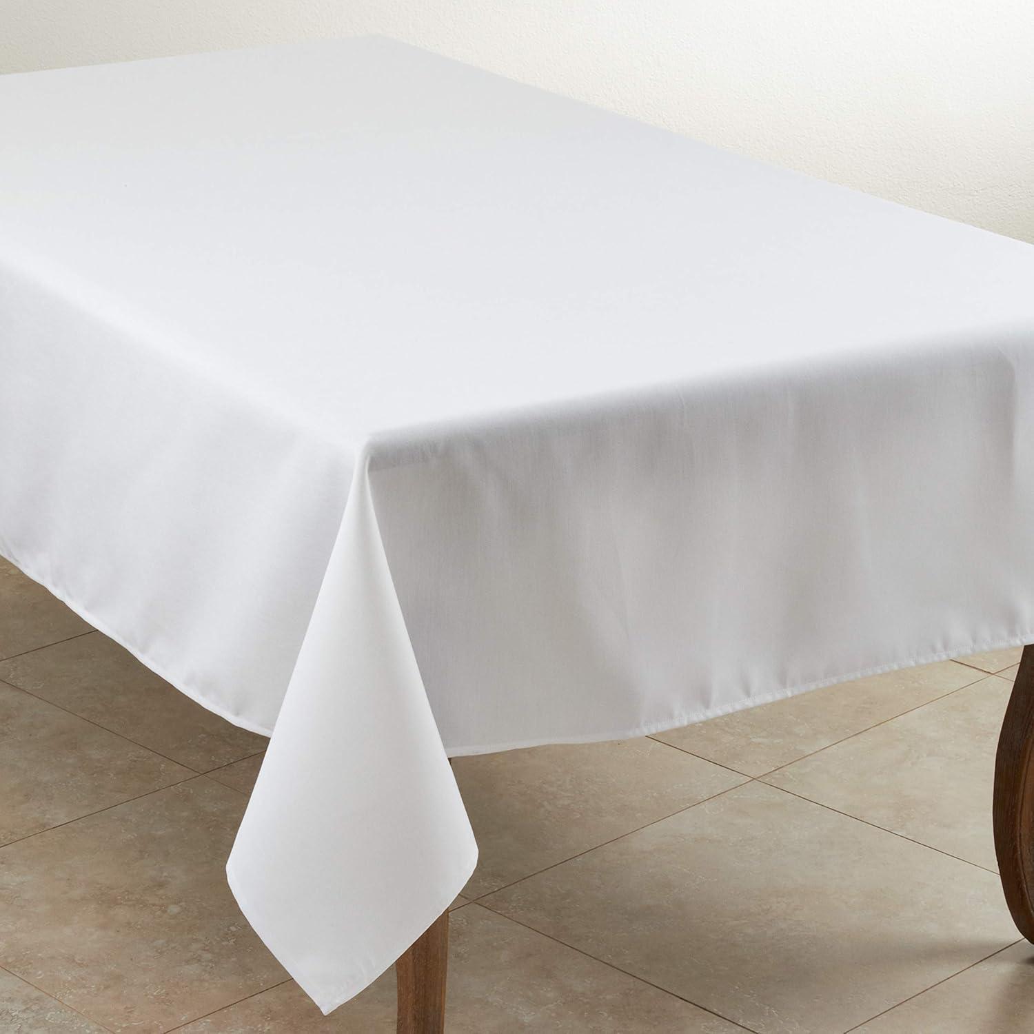 Saro Lifestyle Solid Color Everyday Tablecloth, White, 65" x 104"
