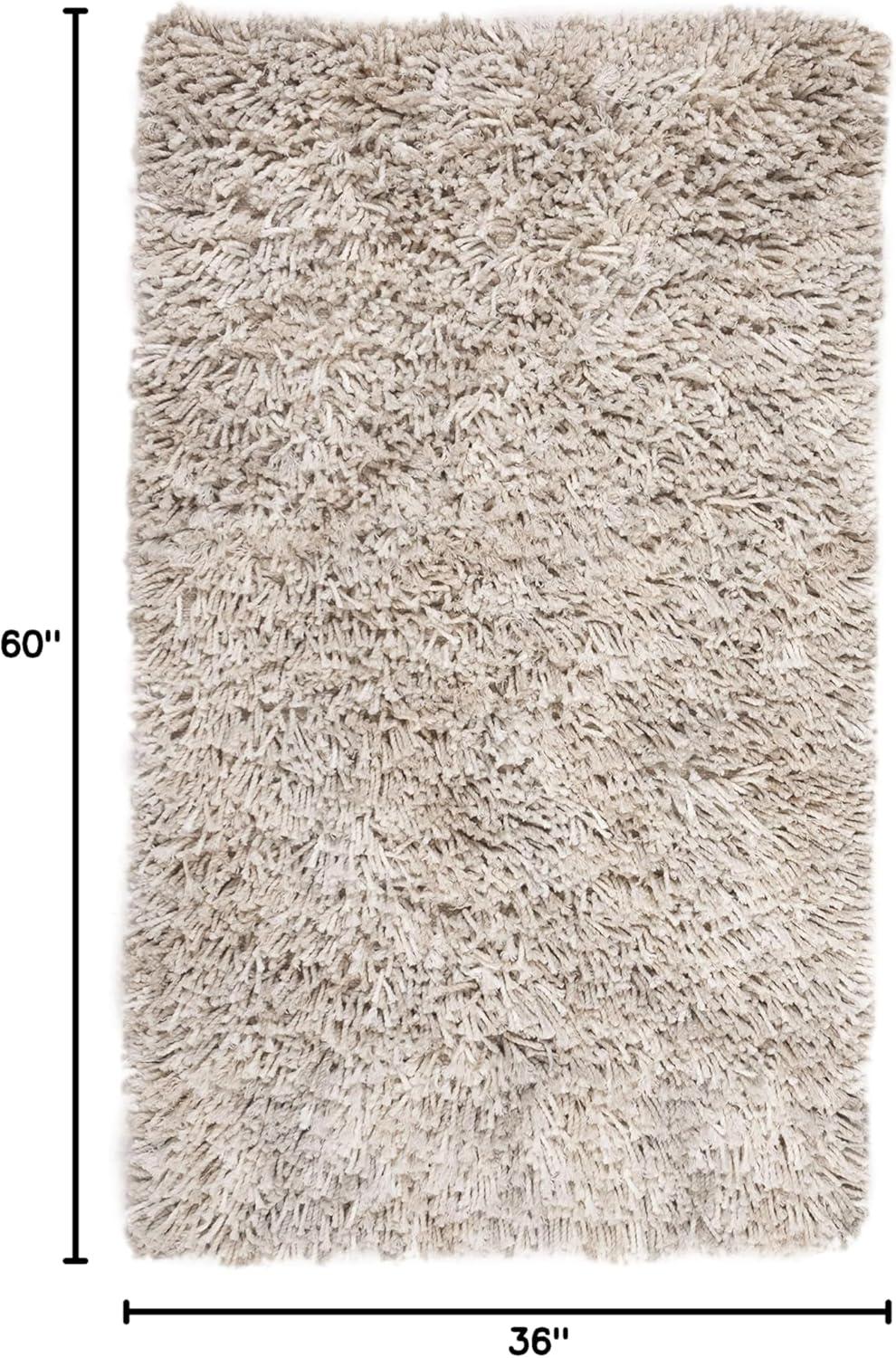 Rio Shag SG960 Hand Loomed Indoor Accent Rug - Beige/Ivory - 3'x5' - Safavieh