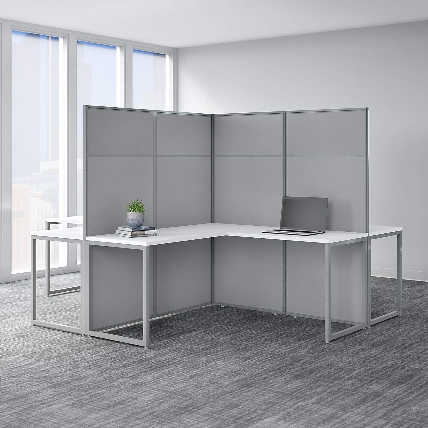 Bush Business Furniture Easy Office L-Shaped 4 Person Cubicle with Cable Management
