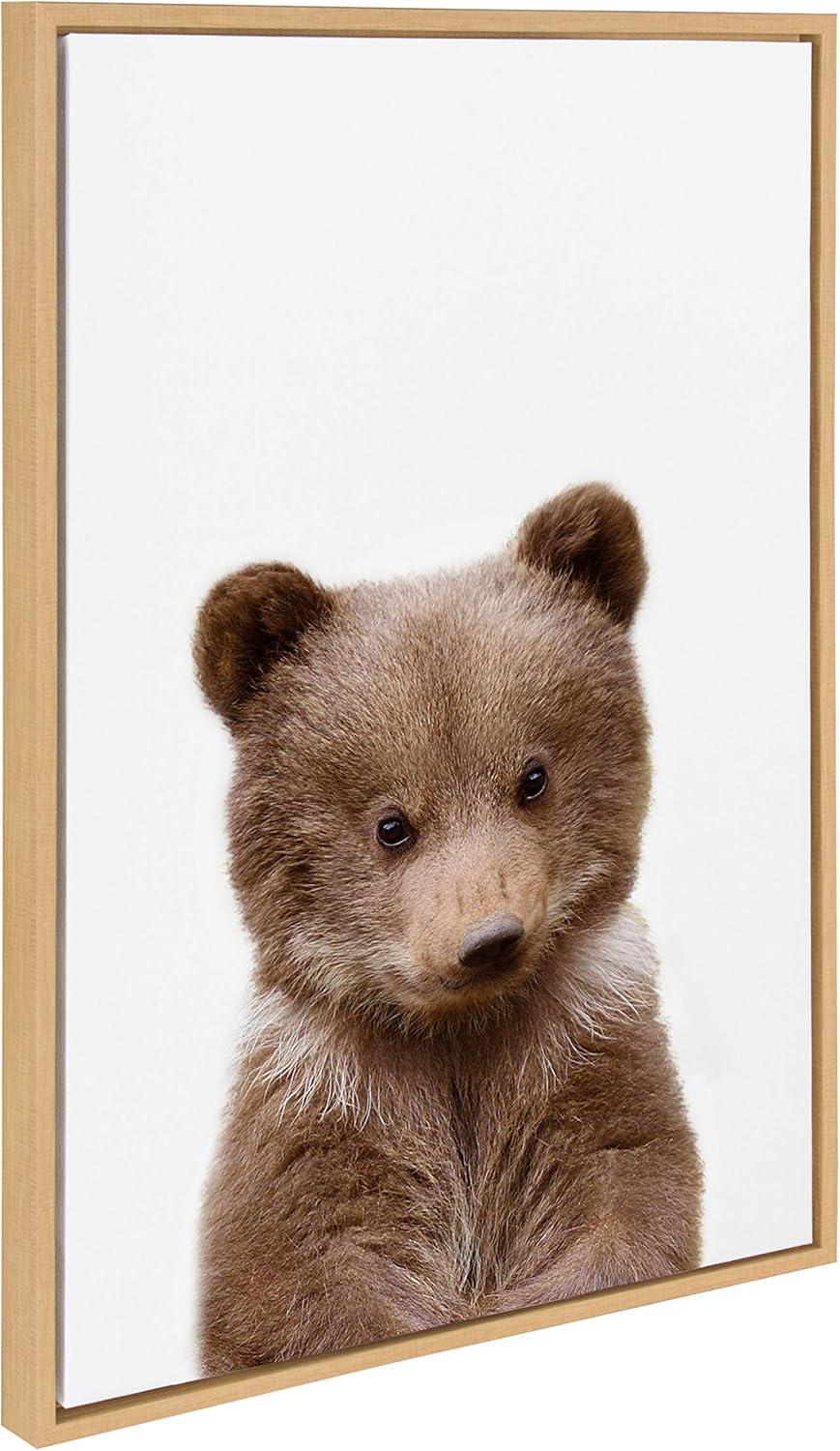 Kate & Laurel All Things Decor 23"x33" Sylvie Baby Bear Framed Canvas by Amy Peterson Natural: Nursery Wall Art