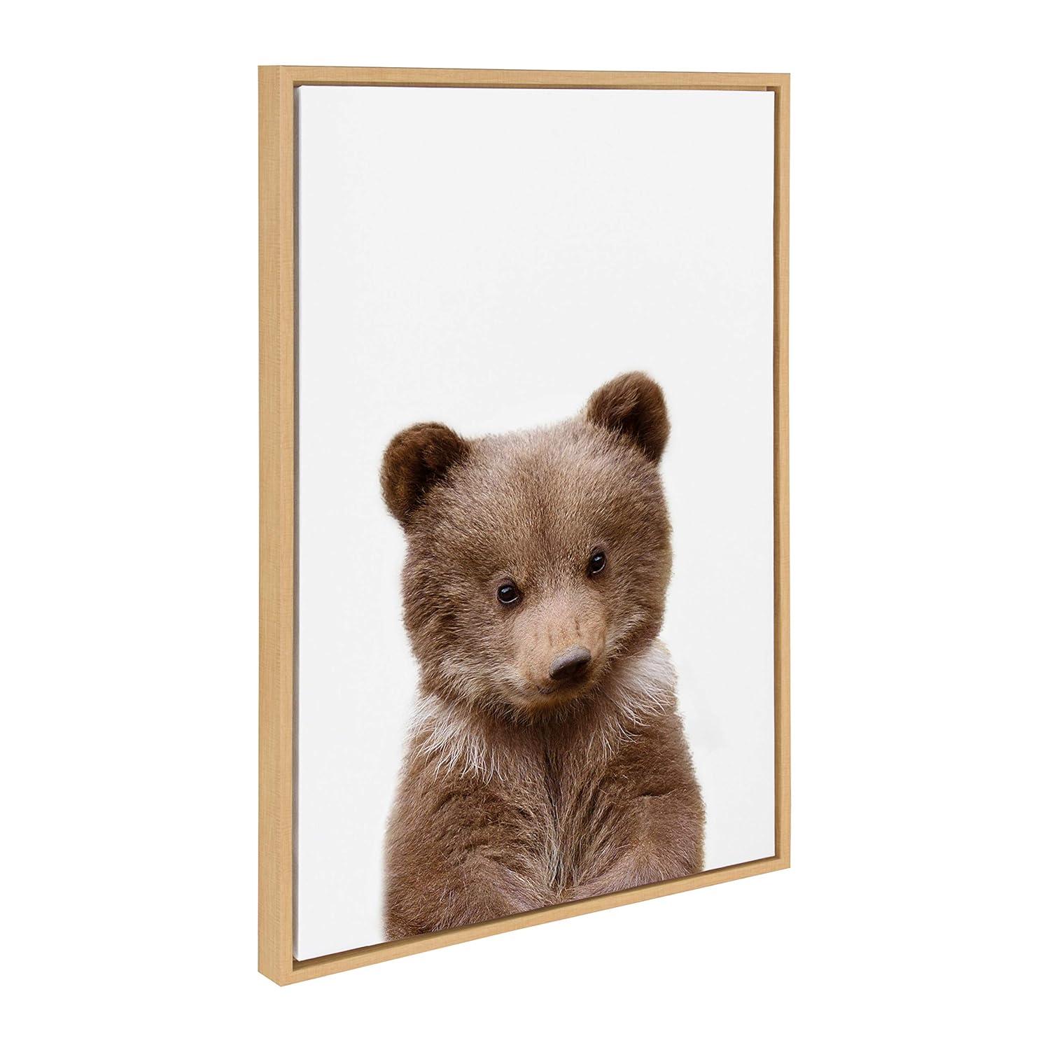 Kate & Laurel All Things Decor 23"x33" Sylvie Baby Bear Framed Canvas by Amy Peterson Natural: Nursery Wall Art