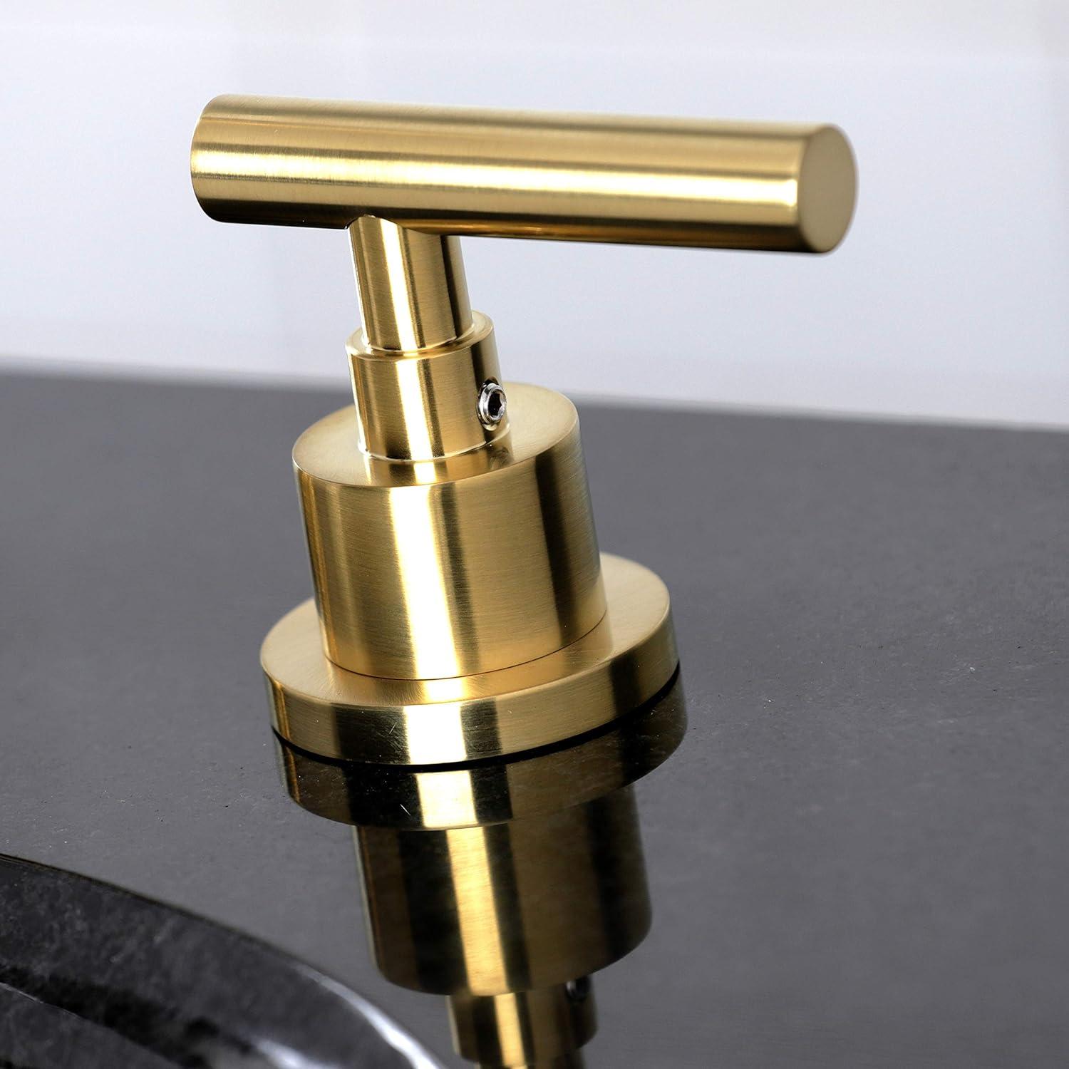 Kingston Brass Manhattan Two-Handle 3-Hole Deck Mount Widespread Bathroom Faucet with Brass Pop-Up Drain