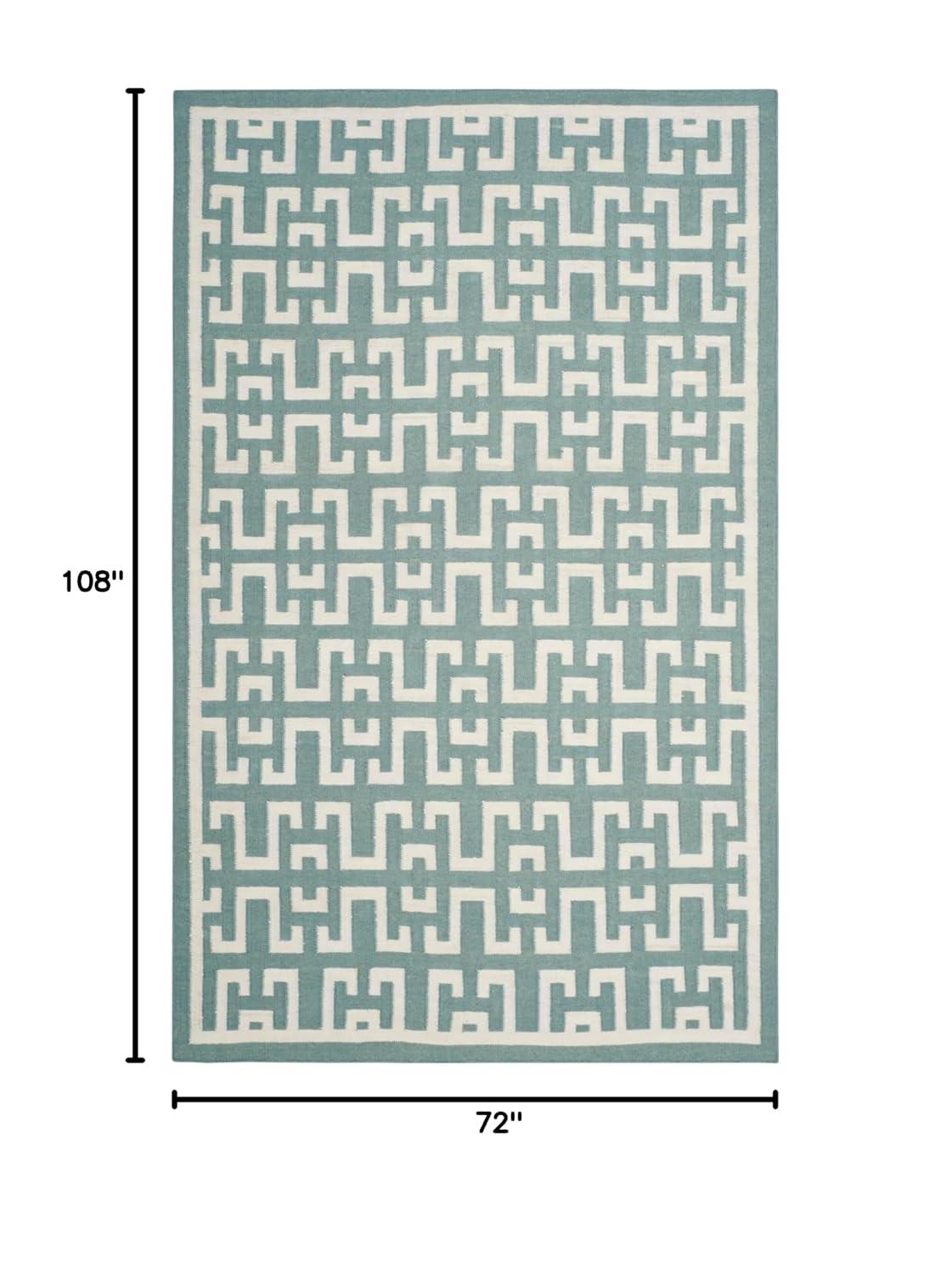 SAFAVIEH Dhurries Waverly Geometric Area Rug, Seafoam/Ivory, 6' x 9'