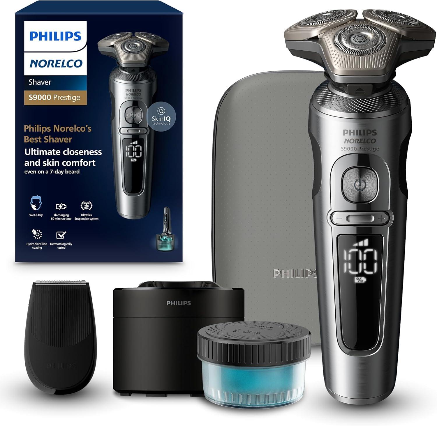 Philips Norelco Grey Cordless Electric Razor with Multiple Heads