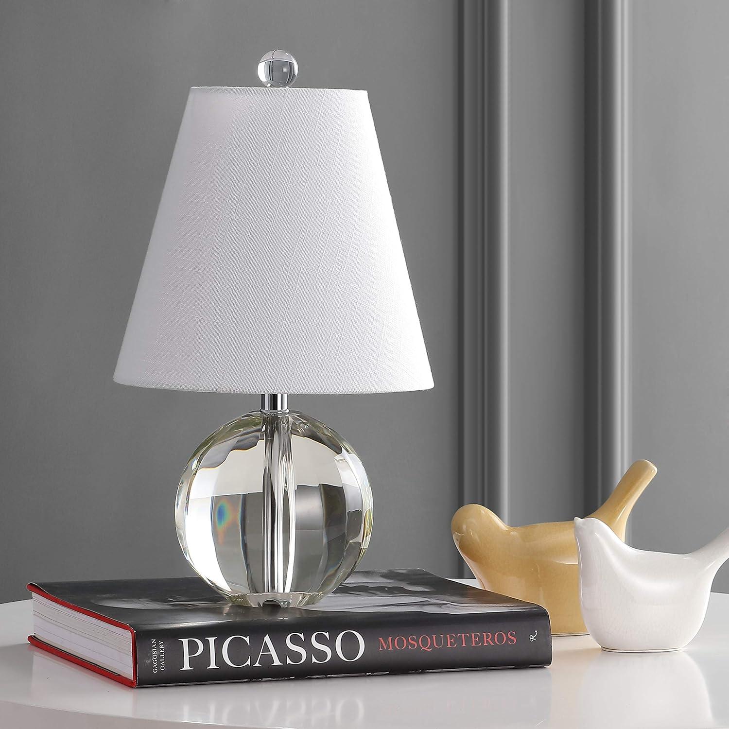 JONATHAN Y Goddard 16" Crystal Ball/Metal LED Table Lamp, Clear