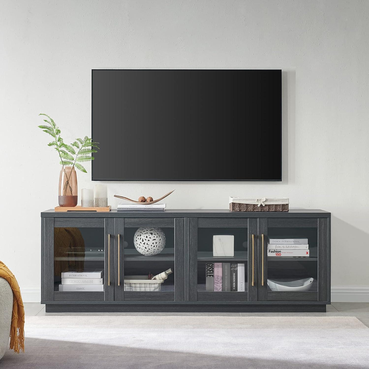 Evelyn&Zoe Donovan Rectangular TV Stand for TV's up to 75", Charcoal Gray