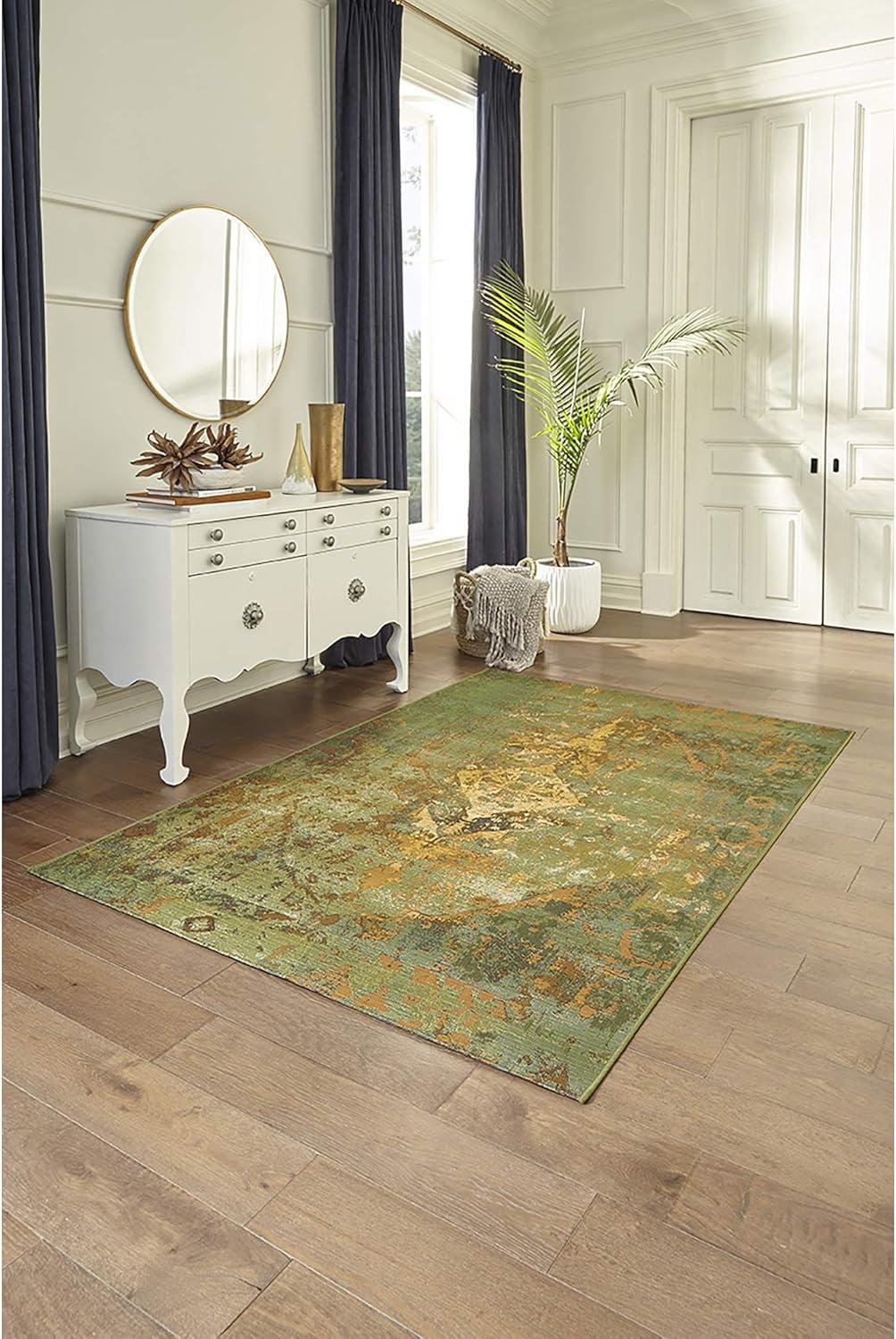 Kermin Green Flat Woven Synthetic Rectangular Rug 7'10" x 9'10"