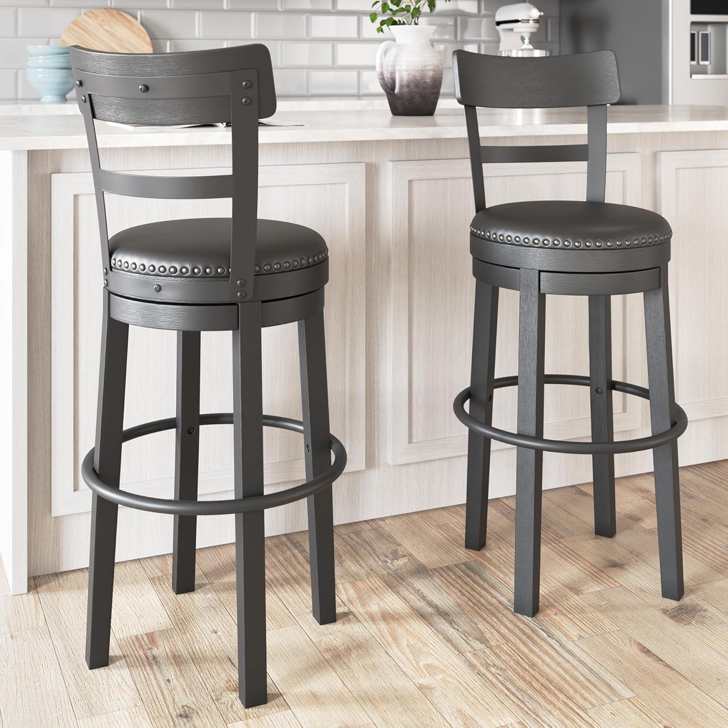 August Grove® Daiah Swivel Upholstered Counter Stool with Solid Wood Frame