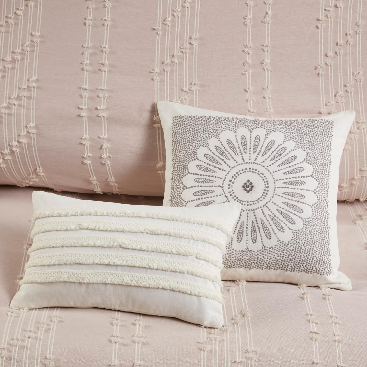 Blush Cotton Jacquard Full/Queen Duvet Cover Set