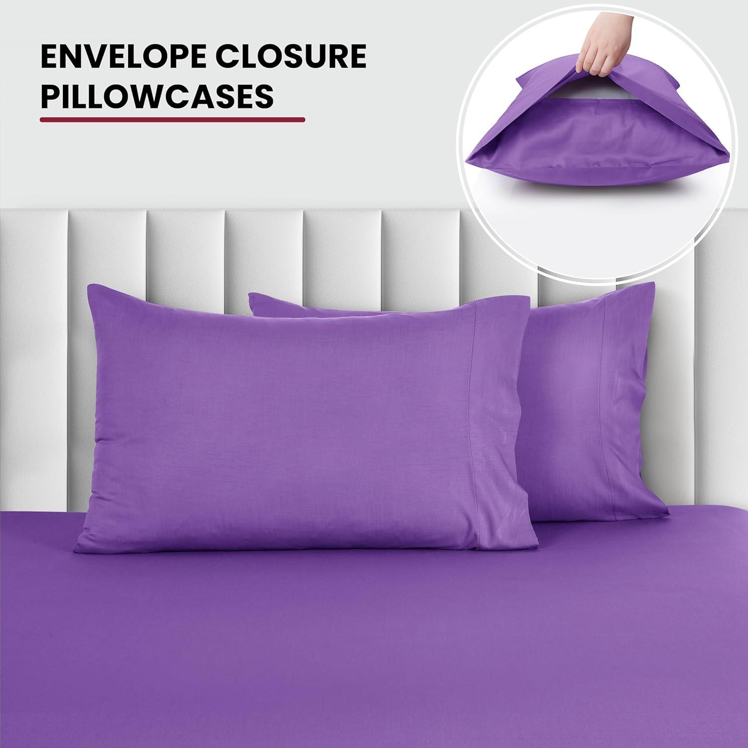 Twin 3 PC Piece Rayon From Bamboo Sheets Solid Deep Pocket Sheet Set - Purple