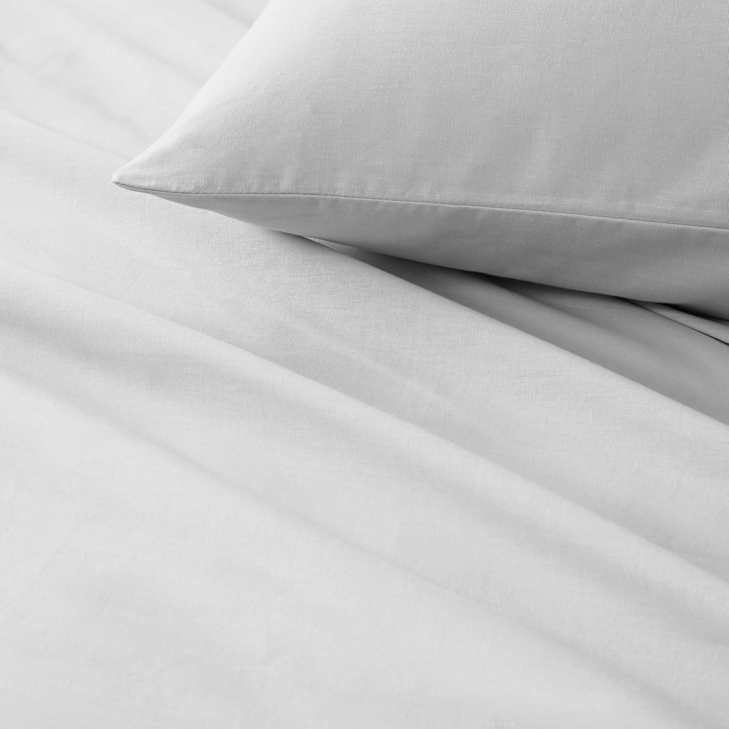 Comfort Spaces 100% Cotton Sheet Set Breathable, Lightweight, Soft with 12" Elastic Pocket Fits up to 14" Mattress, All Season Cozy Bedding, Matching Pillow Case, Twin XL White 3 Piece