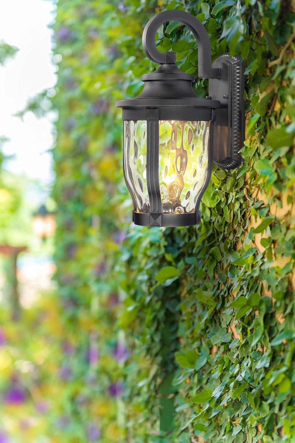 Minka Lavery Rustic Outdoor Wall Light Fixture Black LED 16 1/4" Clear Hammered Glass for Post Exterior Barn Deck Porch Yard Patio