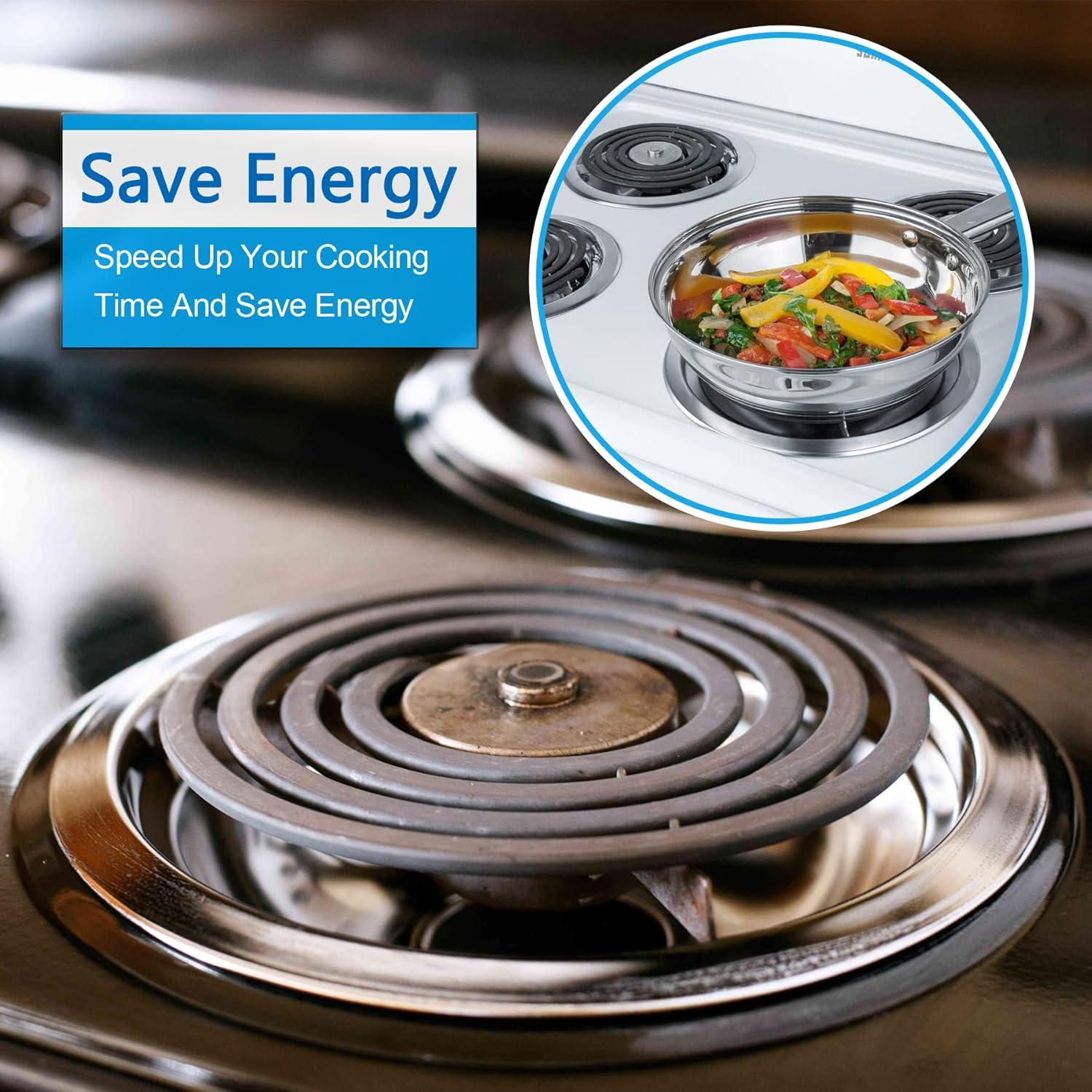 4 Pcs Stove Burner Drip Pans Chrome Replacement for Whirlpool Amana Maytag Magic-Chef Kenmore GE Electric Range  2 x 6" 2 x 8"
