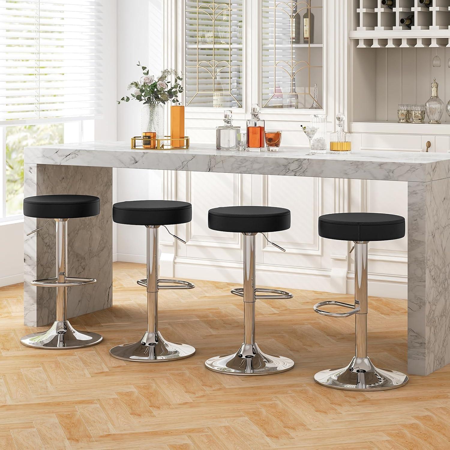 Ivy Bronx Set of 2 Adjustable Swivel Round Bar Stool Pub Chairs