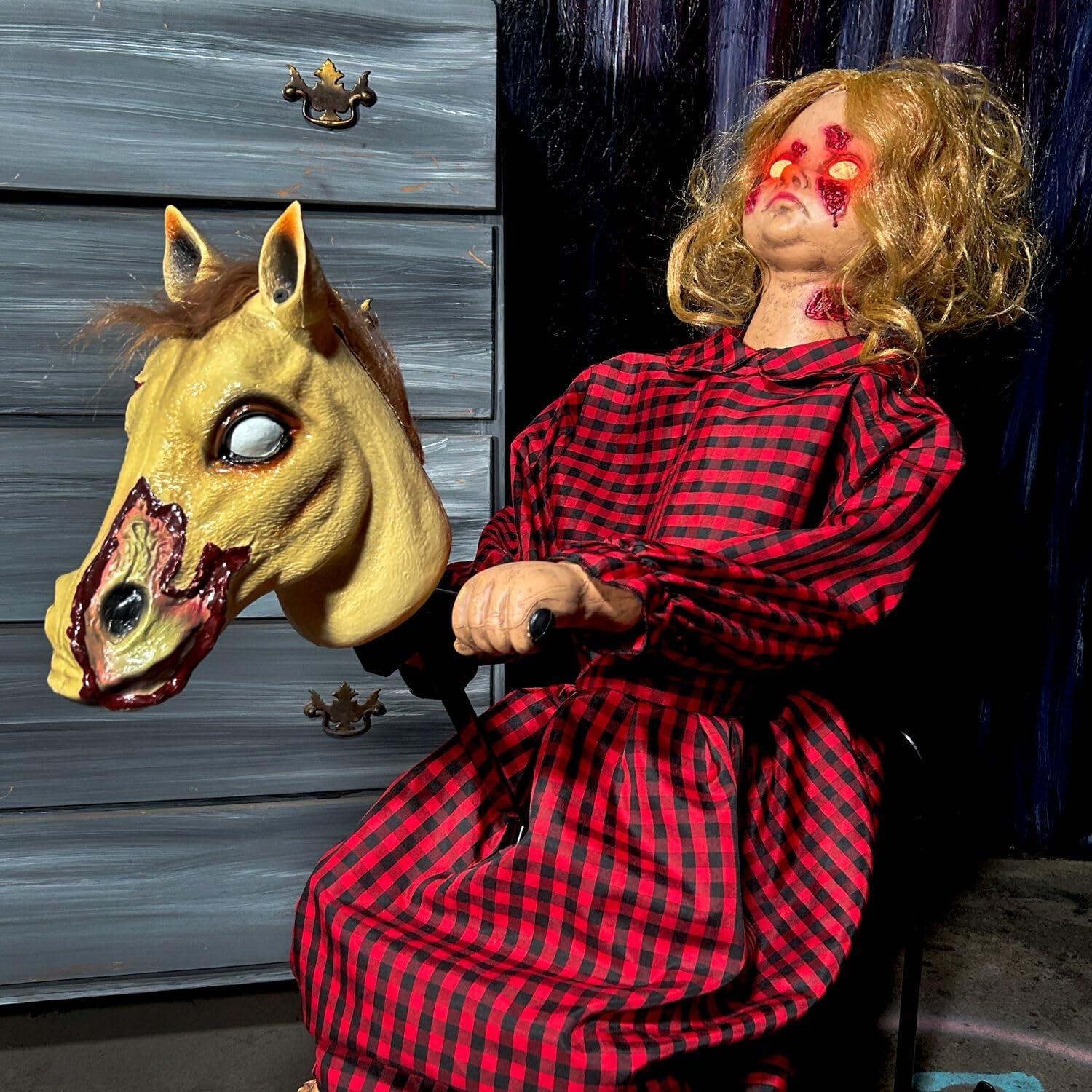 Haunted Hill Farm Lifesize Witch Prop with Lights and Sound, Indoor/Covered Outdoor Halloween Decoration