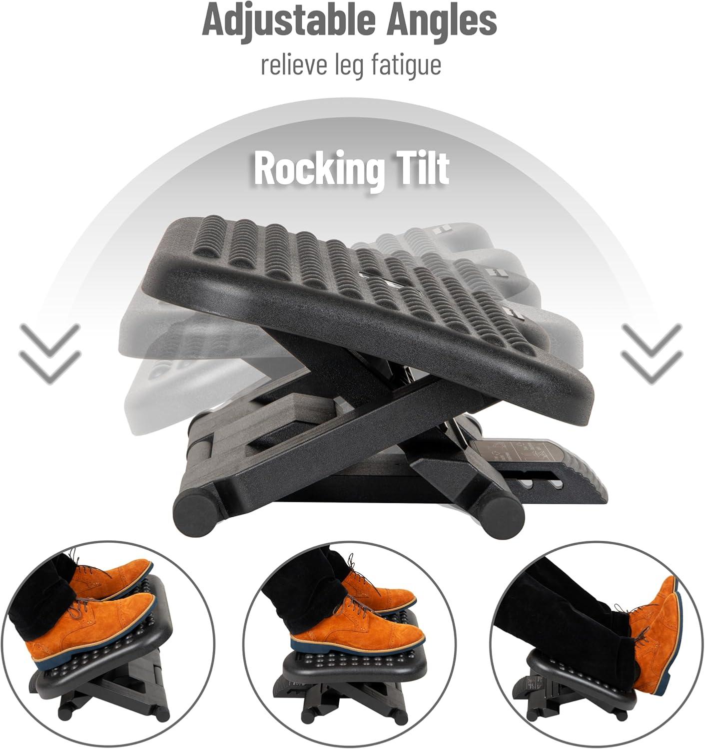 Mind Reader Foot Rest, Under Desk at Work, Ergonomic, Height Adjustable, Office, Plastic, 17.5"L x 13.5"W x 3.5"H