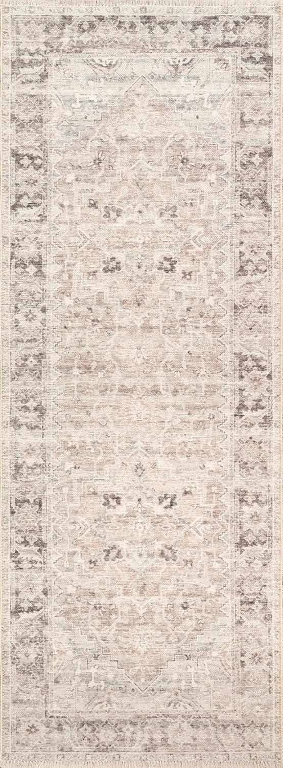 Nuloom Davi Faded Spill Proof Treated Pet Friendly Premium Machine Washable Area Rug, 9' x 12', Stone