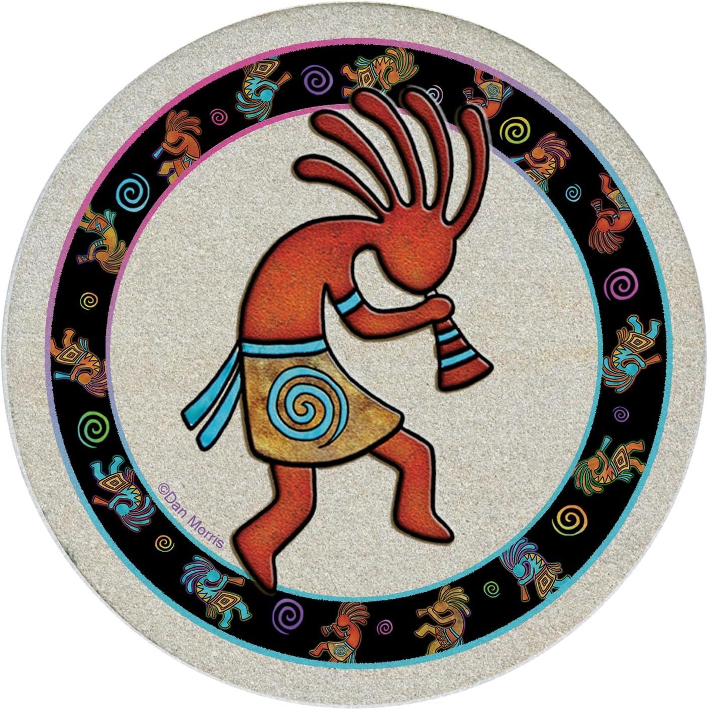 Kokopelli Toss 4-Pack Natural Sandstone Coaster Set (Set of 4)